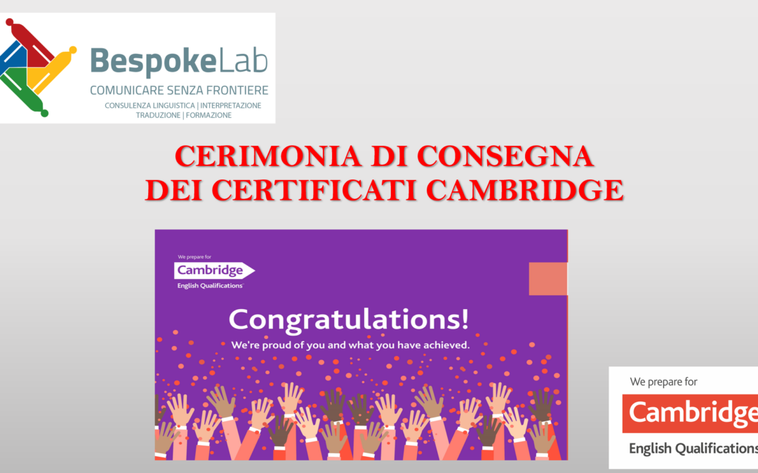 Cerimonia di consegna dei certificati Cambridge 2024